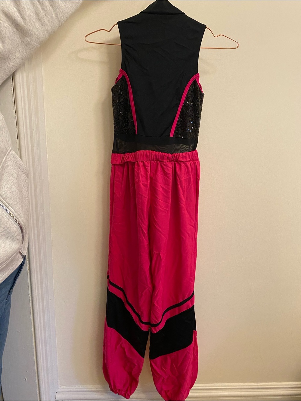 Girls' Black & Hot Pink Sequin Dance Jumpsuit Weissman Showtime